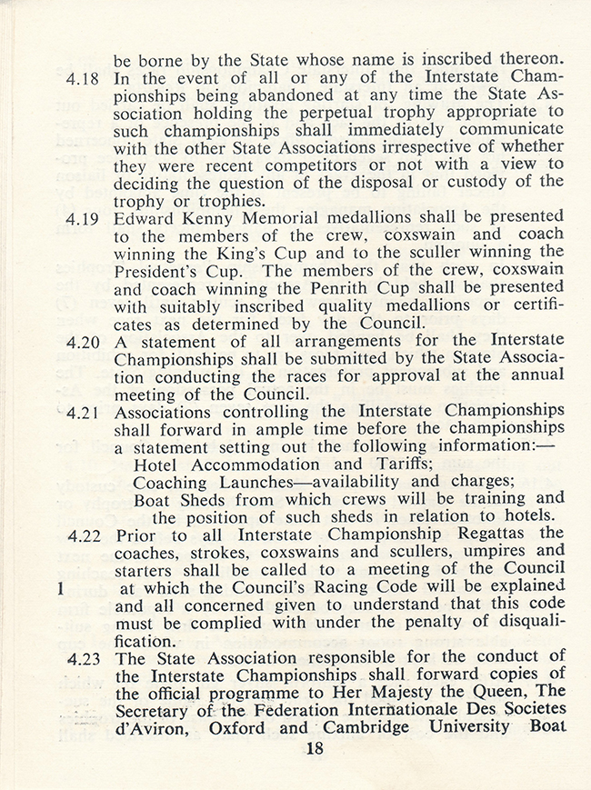 1965 Rowing Australia constitution and rules of racing